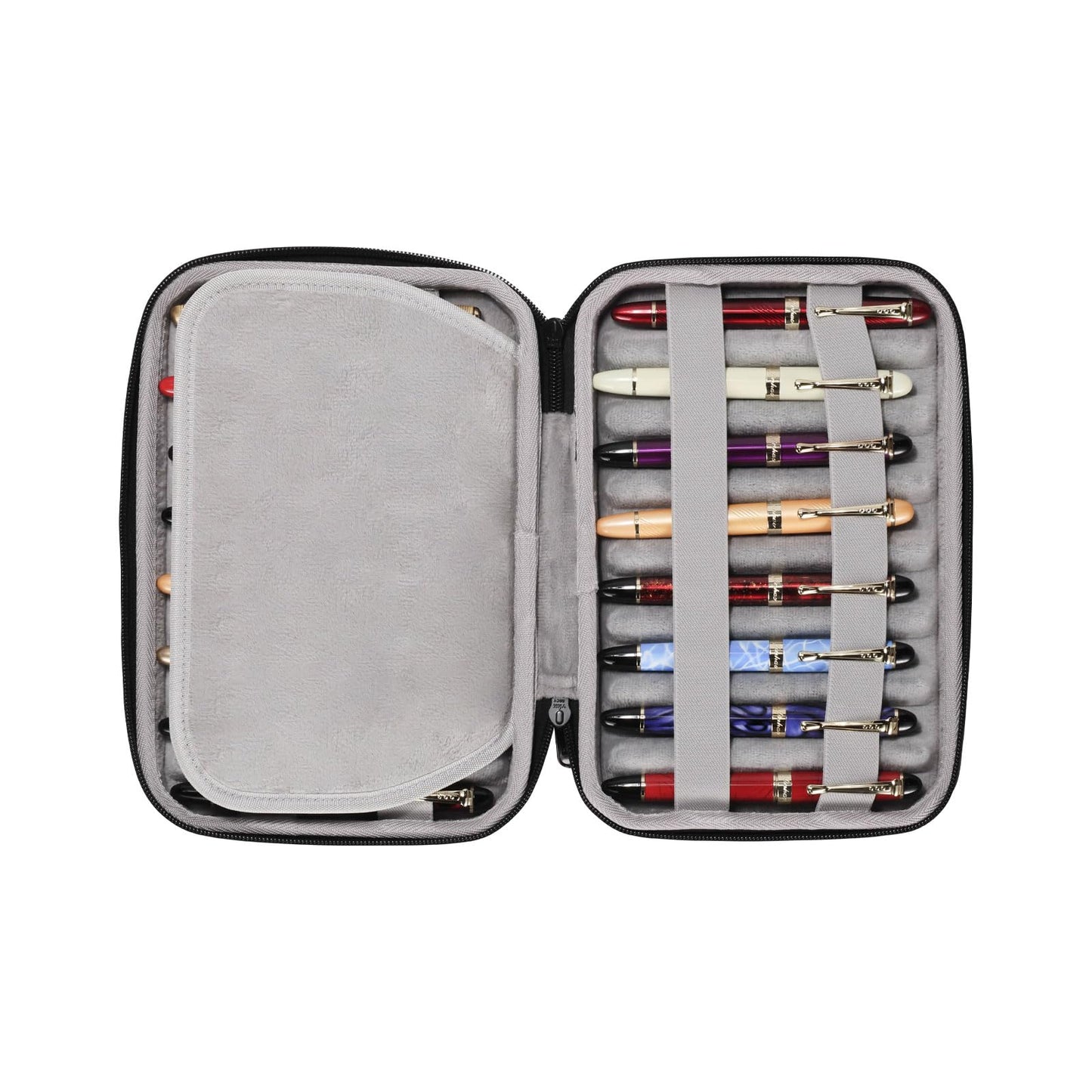 MIVLXLX 16 Slots pen case/boxes，Nylon cloth Pencil Tray Case Organizer, Fashion Design,Handmade Display Zippered Pouch for Rollerball Pen-Retro