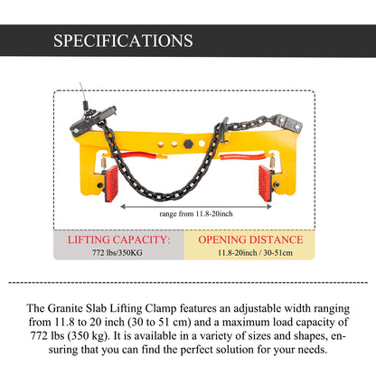 sliyxtwio Granite Slab Lifting Clamp 770lbs, Stone Lifting Clamps, Heavy Duty Lifting Clamps, Lifting Clamps for Granite Stone Marble Slate Rock Brick, Marble Lifting Clamps., FGSLC350
