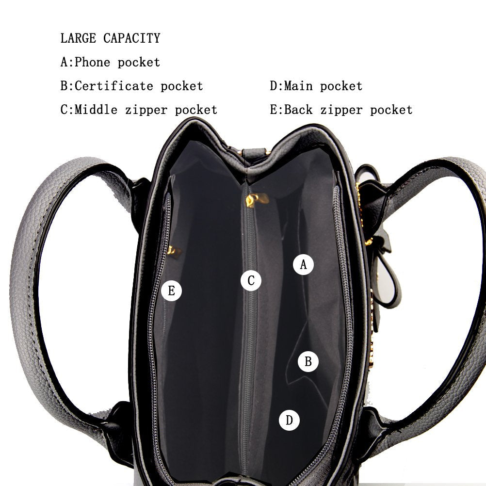 Jeniulet Purses and Handbags for Women Fashion Ladies PU Leather Top Handle Satchel Shoulder Tote Bags Dark Gray 10.2" x 3.9" x 7.9"