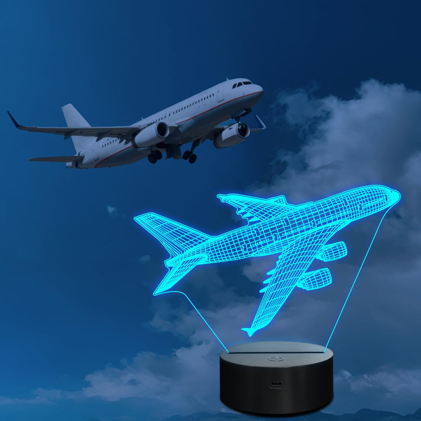 CoolGift Mart Airplane Night Light, 3D LED Optical Illusion Airplane Lamp with Remote Control and Timer, Christmas and Birthday Airplane Gifts for Men Boys Kids