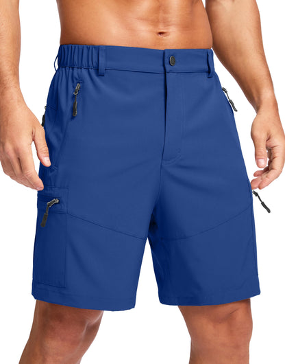 Pudolla Men's Hiking Cargo Shorts Lightweight 7" Travel Casual Shorts for Men Golf Work Outdoor with 5 Zipper Pockets(Royal Blue 3X-Large)
