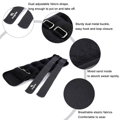 Ankle Weights, Wrist Arm Leg Weights 10 LBS x 2 for Women, Kids and Men, Comfortable and Soft, Perfect for Dancing, Running, Walking, Fitness, Workout (Black)