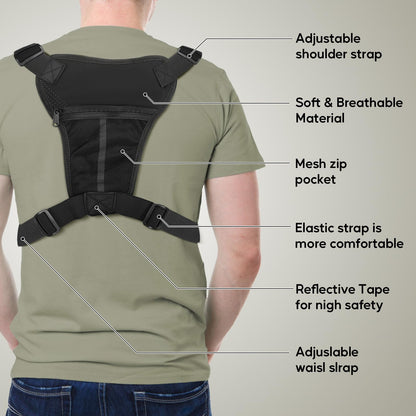 LarKoo Sports Chest Holster Bag EDC Pouch Bag Chest Vest Holster IFAK Chest Pack for Running (Grey)