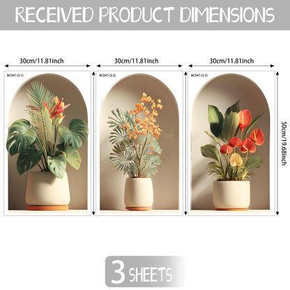 3D Potted Plants Wall Stickers，Green Plants Wall Decals，Peel and Stick 3D Magic Art Sticker，for Living Room Bedroom Aisle Entrance Sofa Backdrop Yoga Room Home Decor (Potted Flower Decor 47)