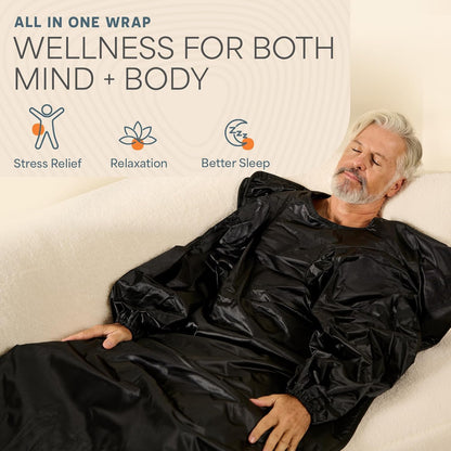 LifePro CozyWrap Sauna Blanket with Dual-Zone Heat— Infrared Sauna Wrap for Deep Sweating & Relaxation — Portable Infrared Blanket 90–180°F Temp Control & 5 Thermal Wraps Included