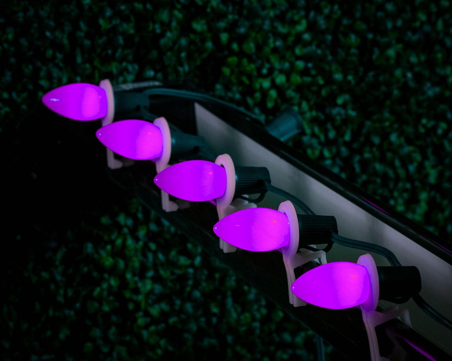 Novelty Lights Ceramic Christmas Replacement Bulbs - Outdoor Individual Bulbs for Events, Holiday Parties, Patios, and More - C7/E12 Candelabra Base, 5 Watt Lights (Purple, 25 Pack)