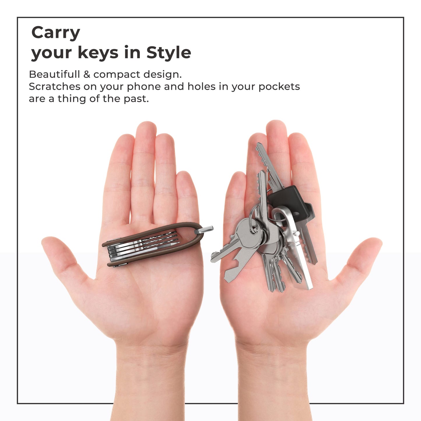 Northwall Leather Key Organizer – Minimalist Pocket Key Holder for Men and Women – Holds Up to 7 Keys with Secure Locking Mechanism– Durable Vegetable Tanned Leather Keychain Accessory Brown
