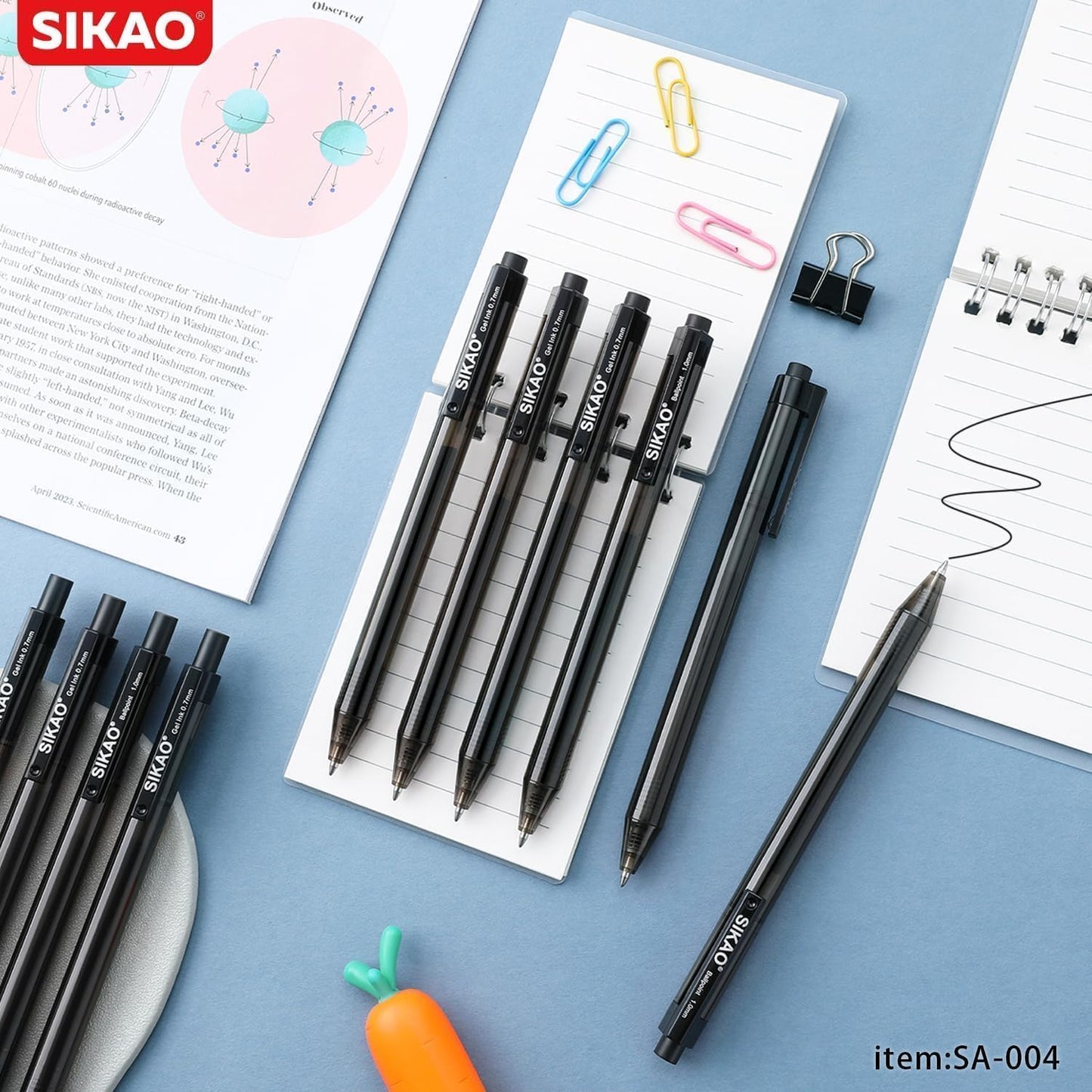 Sikao Black Gel Pens Bulk, 60 Pack Retractable Black Gel Ink Pens, 0.7mm Fine Point Smooth Writing No-Smear Gel Pens for Office, School, Teachers, Students & Restaurant Servers, Front Desks