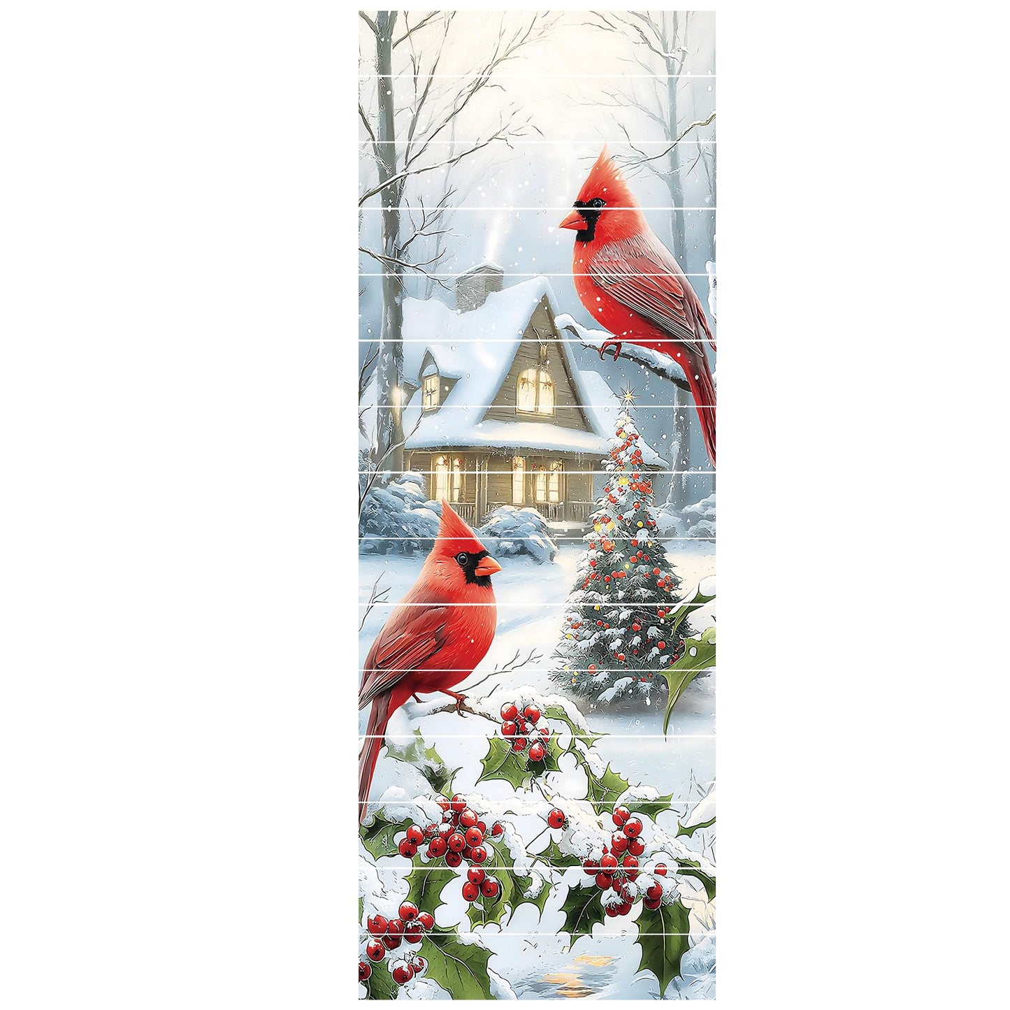 PLIGREAT 15 Strips Christmas Stair Decals, Peel and Stick Bird Xmas Tree Stair Riser Stickers for Steps 7.1"x39"Self-Adhesive Vinyl Retro Farmhouse Staircase Murals Decor for Home Hotel