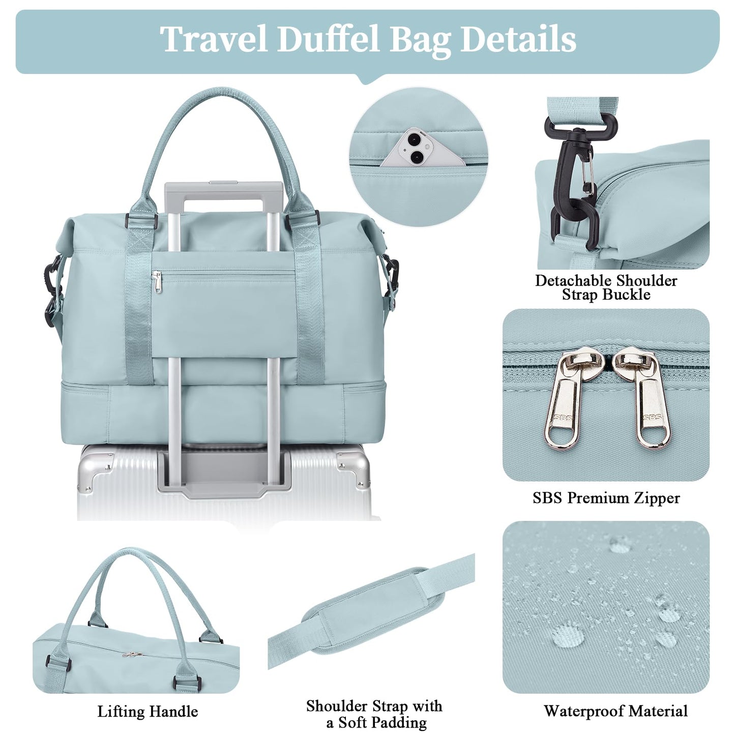 Weekender Bags for Women,Personal Item Travel Bag with Shoes Compartment,Overnight Travel Duffel Bag with Toiletry Bag