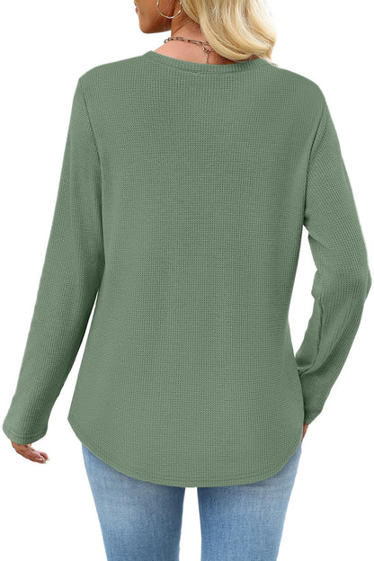 WIHOLL Long Sleeve Shirts for Women Waffle Knit Trendy Fall Fashion 2025 Dressy Casual Blouses Teacher Outfits