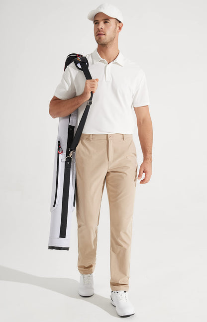 Libin Men's All Day Comfy Golf Pants Work Dress Pants 34" Quick Dry Lightweight Business Casual Trousers for Men with Pockets, Khaki, 35W x 34L