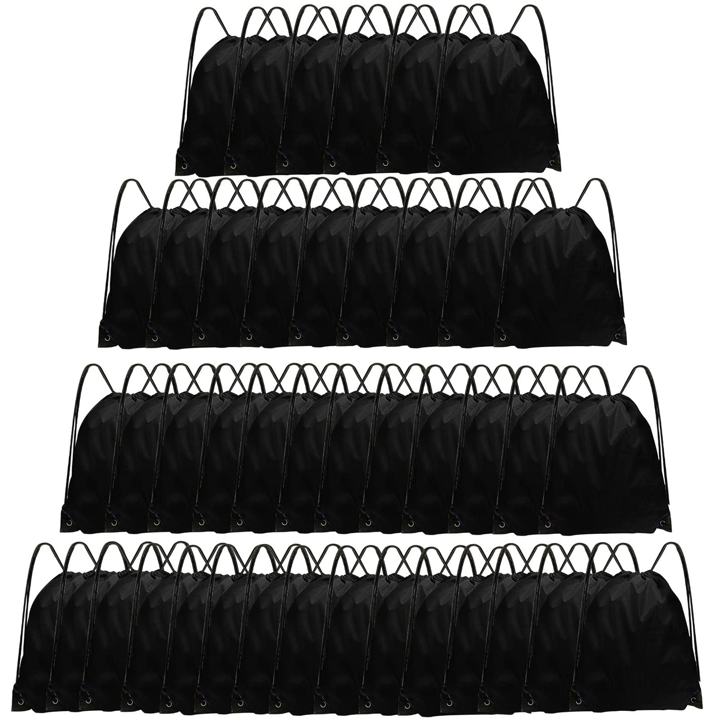 Grneric Drawstring Backpack Bulk 42 Pcs String Backpack Drawstring Bags Cinch Bag Sackpack for Men Women Gym (Black)