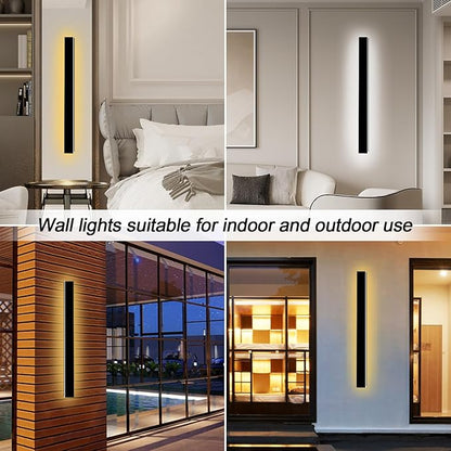 2 Pack 31 inch Modern Outdoor Wall Light with Remote Control, 2700K-6500K Dimmable Exterior Wall Sconce IP65 Waterproof Porch Wall Light Fixture for Patio Garage Hallway