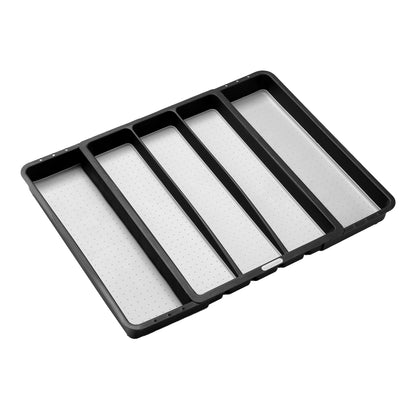 madesmart Classic Large Utensil Tray, Soft Grip, Non-Slip Kitchen Drawer Organizer, 3 Compartments, Multi-Purpose Home Organization, BPA Free, White