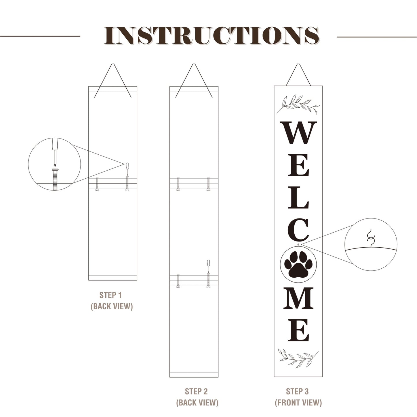 Perfnique Interchangeable Welcome sign for front porch standing, 47 x 7.9 Inch Black Wooden Leaner Sign with 10 Interchangeable Designed Icons, Morden Farmhouse Rustic Seasonal Decor for Spring Easter