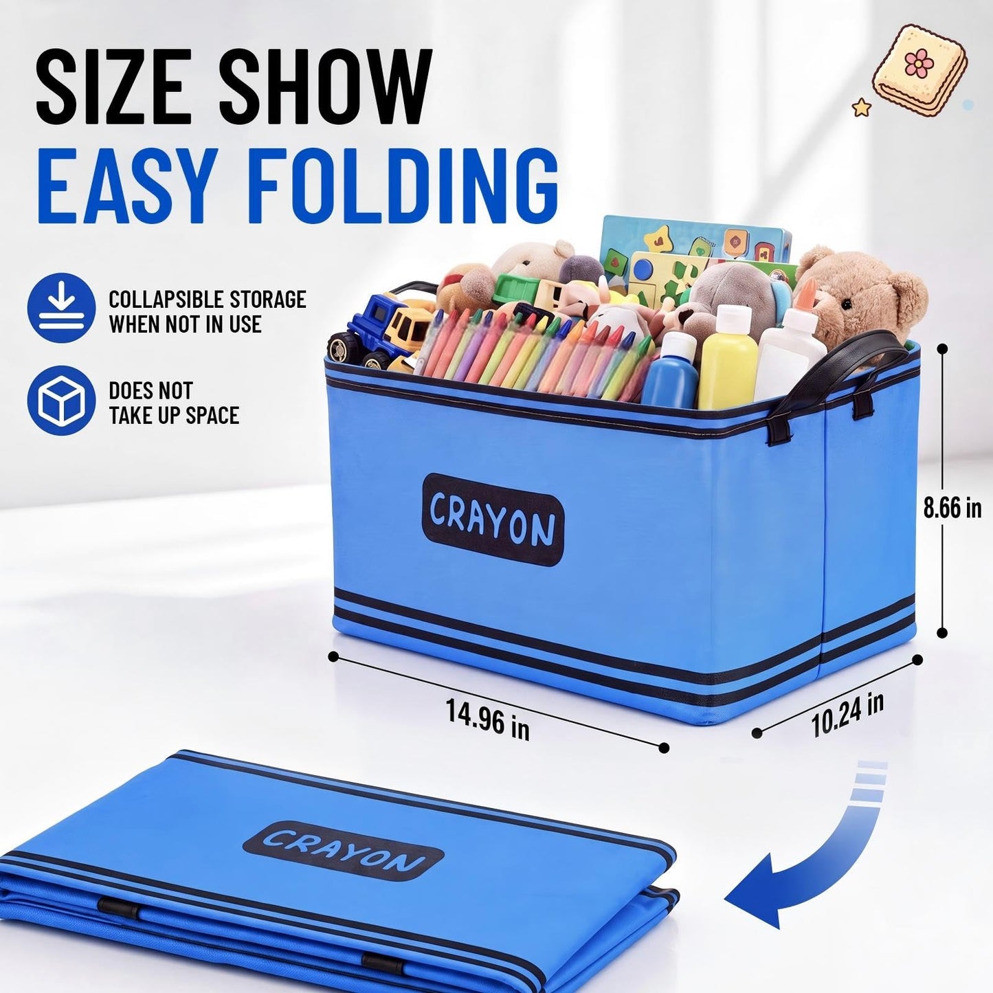 Vesici 6 Pcs Back to School Storage Basket 15 x 10 x 8.6 Inches Rectangle Classroom Storage Bins with Handles Collapsible Canvas Organizer Boxes for Classroom Library Home Nursery