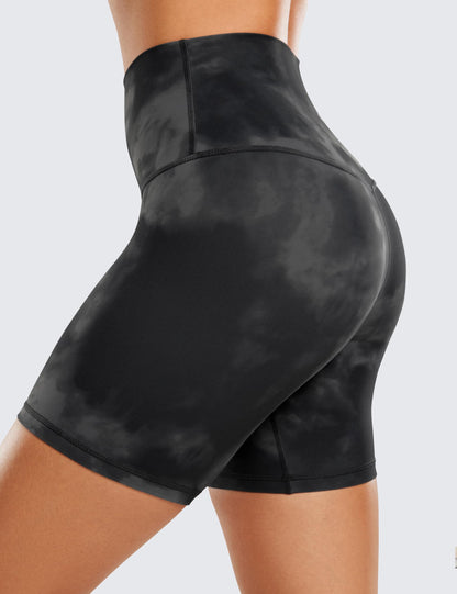 CRZ YOGA Butterluxe Biker Shorts 6" Grey Tie Dye X-Large