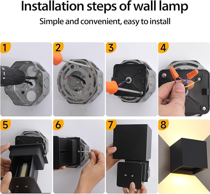 Modern Outdoor Wall Light 4.72in Indoor Wall Sconce Lights 3CCT Adjustable 3000K/4000K/6500K Up and Down Lights Outdoor Wall Sconce Wall Mount 20W Outdoor Sconces Wall Light(Black 2 Pack)