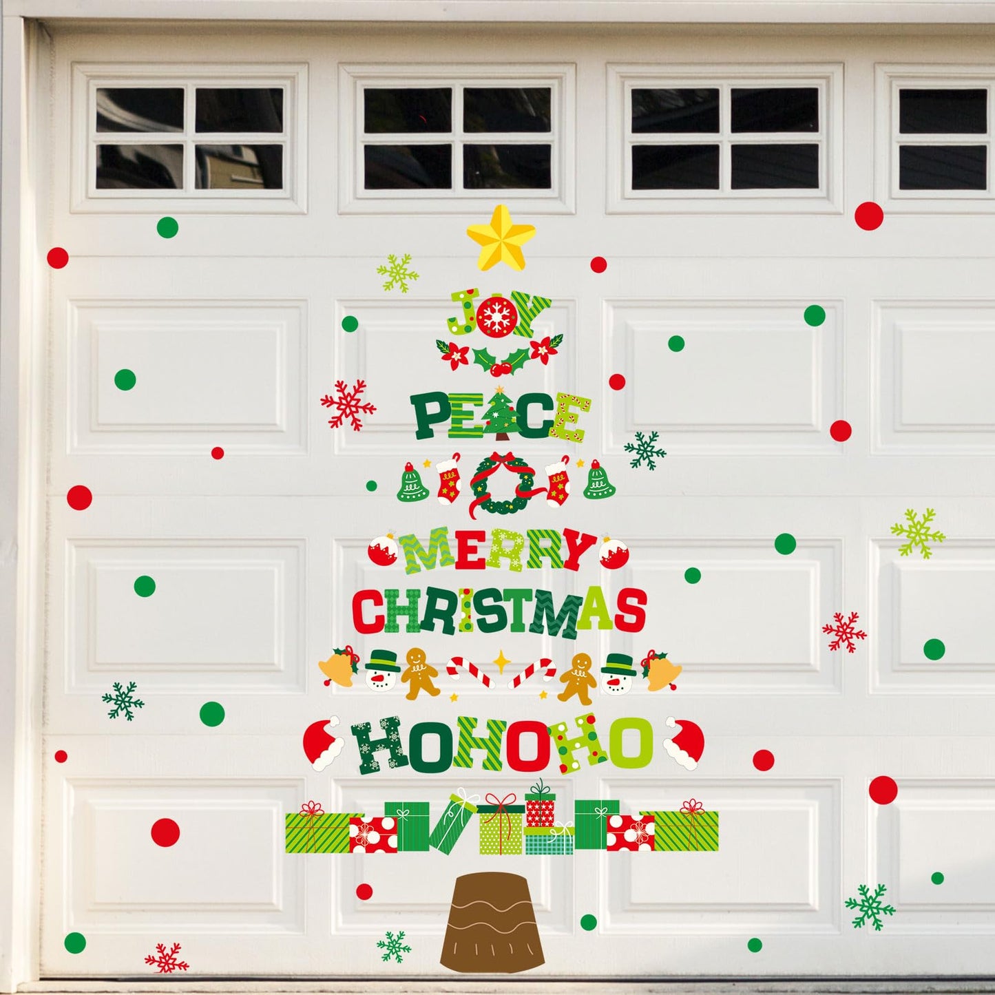 JarThenaAMCS 13.8 * 39.4'' Extra Large Christmas Tree Door Sticker 2 Sheet Merry Quotes Tree Wall Decal Mural Sticker Bulletin Board Decor for Xmas Winter Holiday Home Classroom Office Window