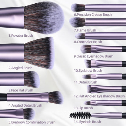 BS-MALL Travel Makeup Brush Set Foundation Powder Concealers Eye Shadows Makeup Set with LED light Mirror 14 Pcs (Green)