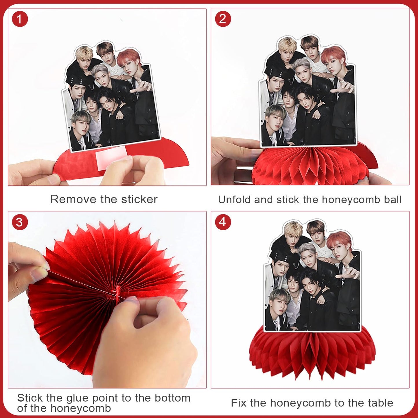Kpop Theme Party Supplies, 7Pcs 5 Star Party Table Centerpieces, Cake Toppers, Photo Booth Props, for K-Pop Idol Stray Kids Birthday Decorations for Fans Merch