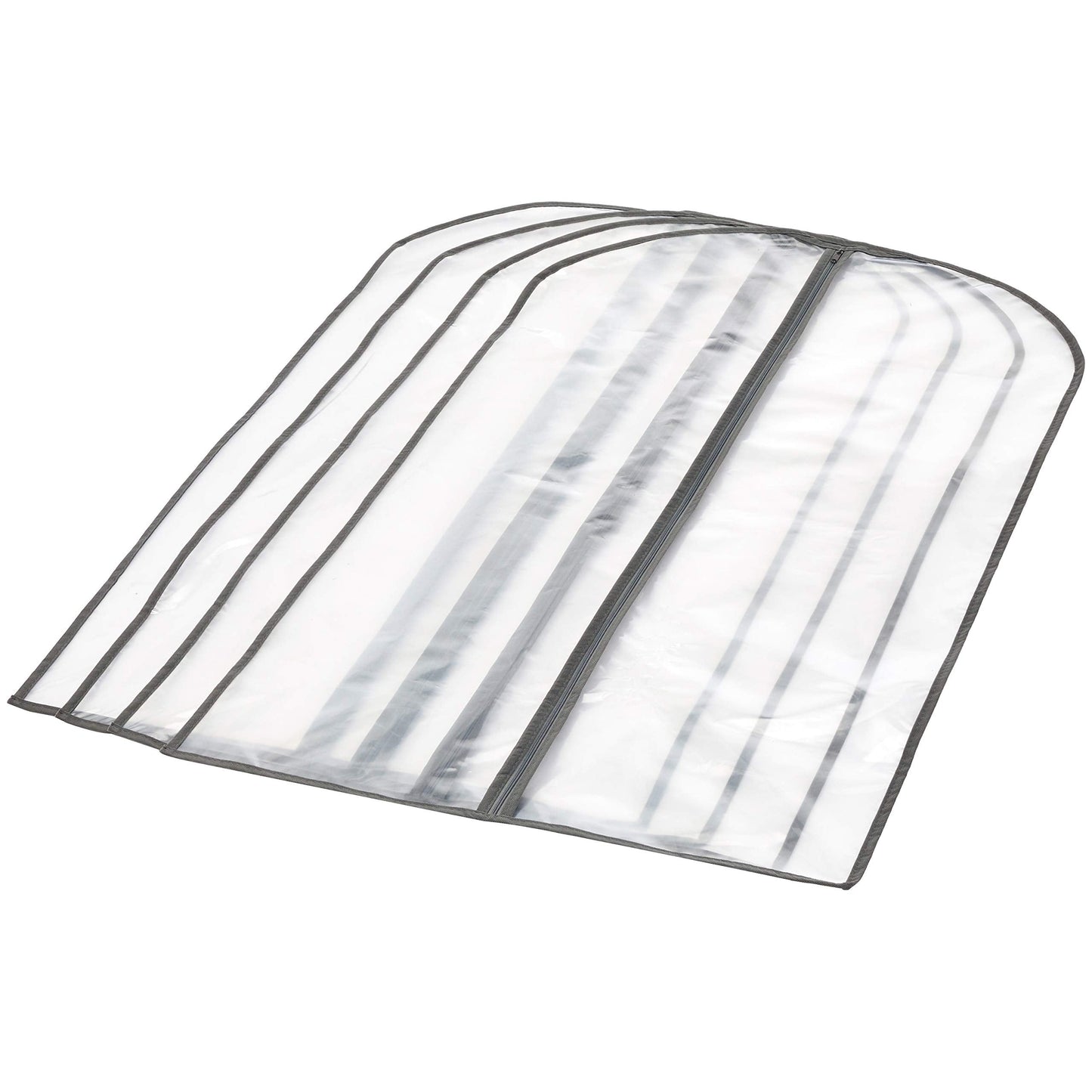 Amazon Basics Zippered PEVA Garment Bag, Dust Cover for Clothing Protection, Translucent White, 5-Pack