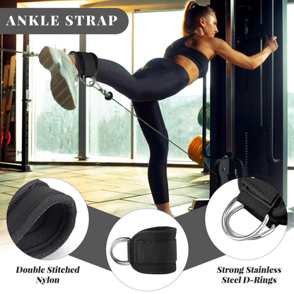 Barbell Pad Set,10 Pcs Barbell pads For Hip Thrust Squat & Lunges Support,With 2 Workout Ankle Straps, 2 Workout Gloves, 2 Gym Straps Weight Lifting, Resistance Bands,Olympic Bar Pad,Carry Bag (Black, Large-Gloves)