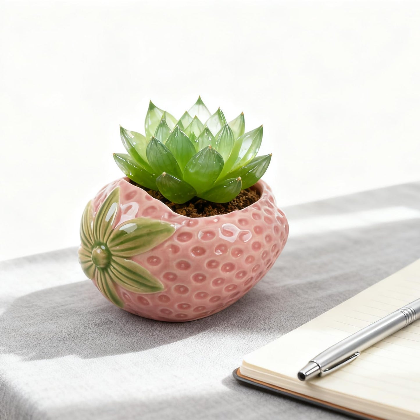 Zaposcca Ceramic Paper Clip Holder, Strawberry-Shaped Binder Clip Box Cute Office Decor Supplies for Desk Organizer (Strawberry Pink)