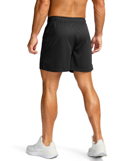 G Gradual Men's 5" Workout Running Shorts Quick Dry Lightweight Gym Shorts with Zip Pockets(Black,L5_L)