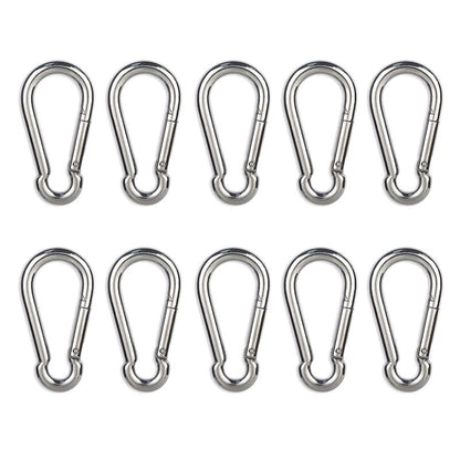 10PCS 2.36" Stainless Steel Carabiner Clip, 270-lb WLL Snap Hook.