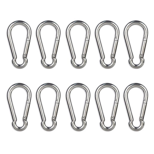 10PCS 2.36" Stainless Steel Carabiner Clip, 270-lb WLL Snap Hook.