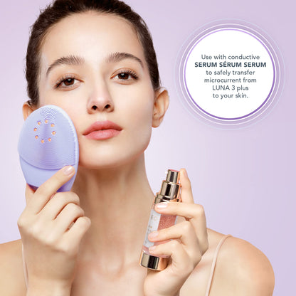 FOREO Luna 3 Plus Silicone, Facial Cleansing Brush, Face Sculpting Tool, Anti Aging Face Massager, Instant Face Lift, Enhances Absorption of Facial Skin Care Products, Normal Skin