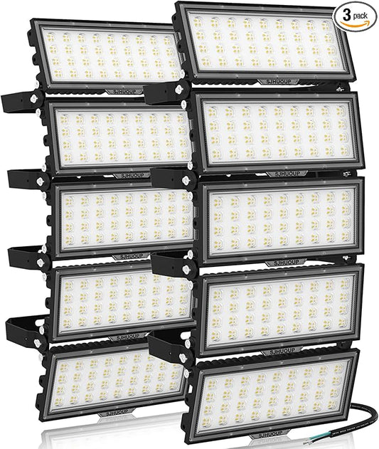 1000W LED Stadium Light Outdoor,130000LM 500W Stadium Lights 2 Pack,6500K Daylight Super Bright Commercial Area Lighting,IP67 Waterproof Adjustable Bracket Arena Lights for Sports Fields,Court