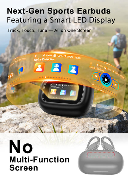 jaddsa Wireless Earbuds, ENC Noise Cancelling Ear Buds with Smart Touchscreen, Bluetooth 5.4 Headphones, Bass Stereo Sound Over-Ear Earbuds, 5 EQ Modes for Sports/Travel/Gym- Jet Black