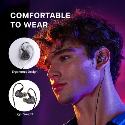 Linsoul ZiiGaat x Fresh Reviews Arete in Ear Monitor, 1DD+4BA Hybrid Earphone IEM, Wired Gaming Earbuds, Studio Monitor Tunning, with Detachable IEM Cable for Musician Audiophile(Black)