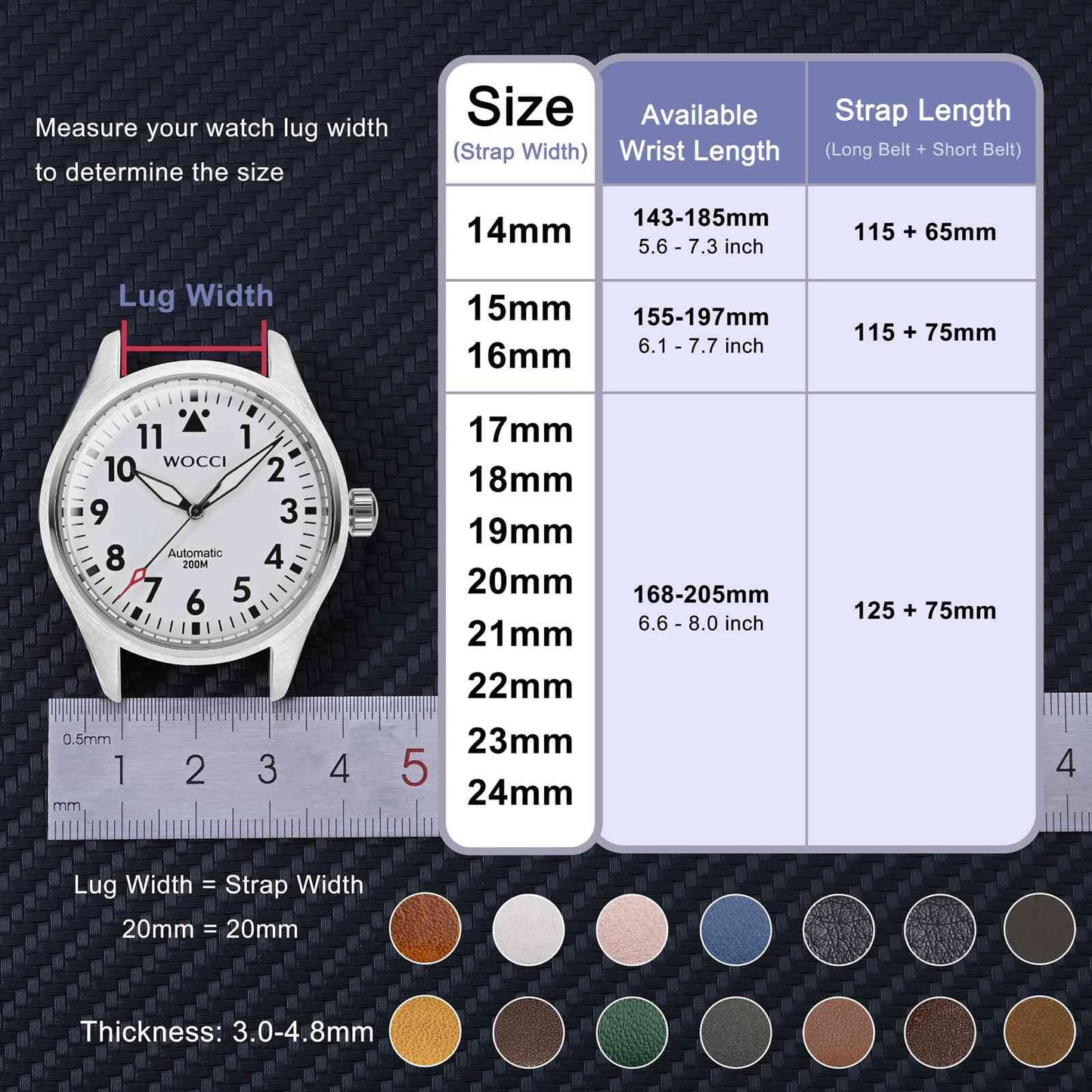 WOCCI 18mm Vintage Leather Watch Band for Men and Women, Silver Buckle (Dark Brown)