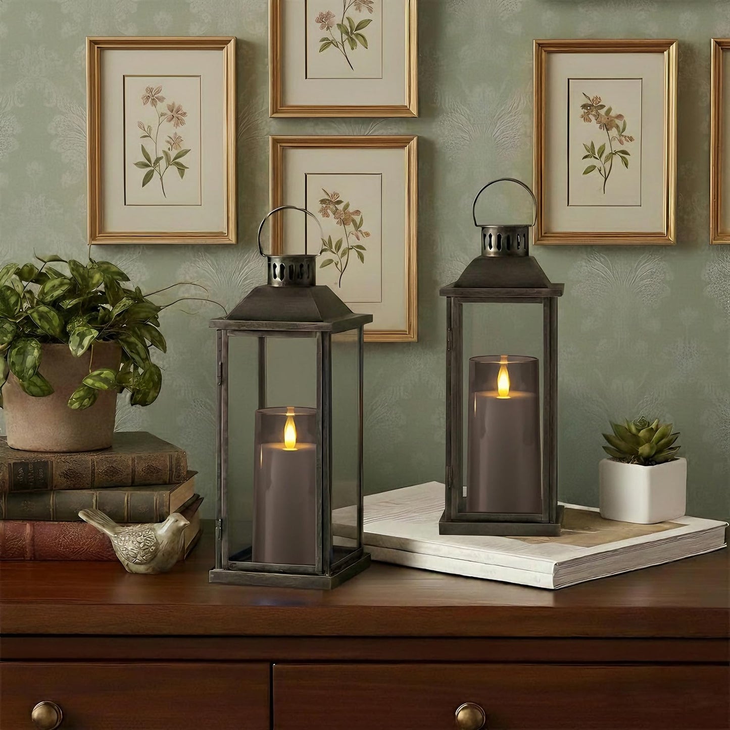Raycare Christmas Flameless Electronic Pillar Candles with Remote Control and Timer- Battery Operated Realistic Flickering LED Fake Candle for Home, Wedding Decor,Grey,Set of 2(3"x6"6")