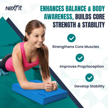 NexFit High-Density Balance Pad - Durable TPE Foam Balance Pad Physical Therapy , Foam Exercise Pad with Non-Slip Surface, Lightweight for Home & Gym Workouts, Core Strength & Balance Enhancement (Blue)