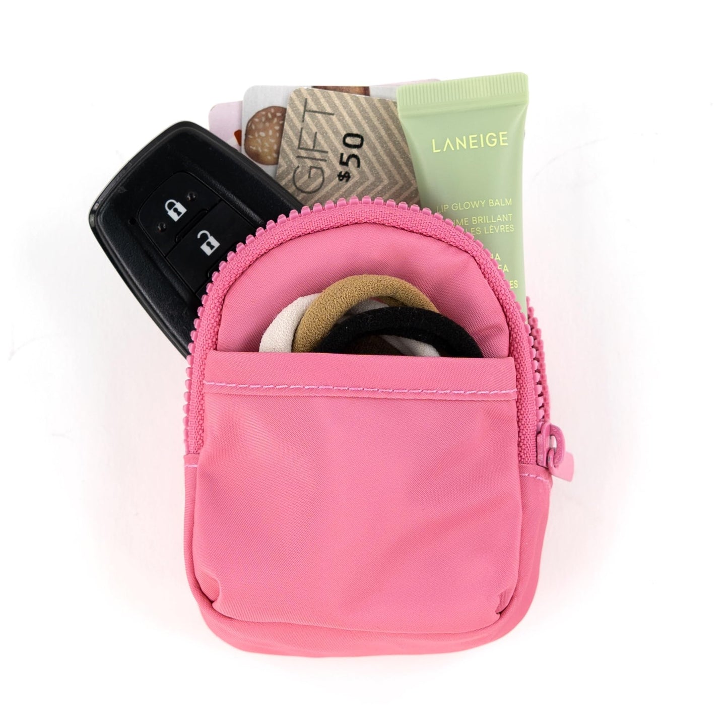 packlab Micro Nano Backpack Keychain – Mini Pink Backpack Coin Purse for Women & Girls – Trendy Small Pouch for Cards, Lip Balm & Essentials