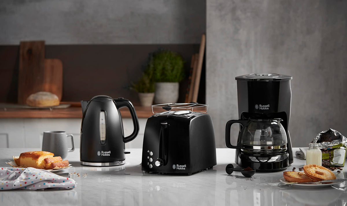 Russell Hobbs Textures+ Kettle [1.7 L, 2400 W, Blue LED Lighting] (Quick Boil Function, Removable Limescale Filter, Illuminated Water Level Indicator, Automatic Lid Opening) Tea Maker 22591-70