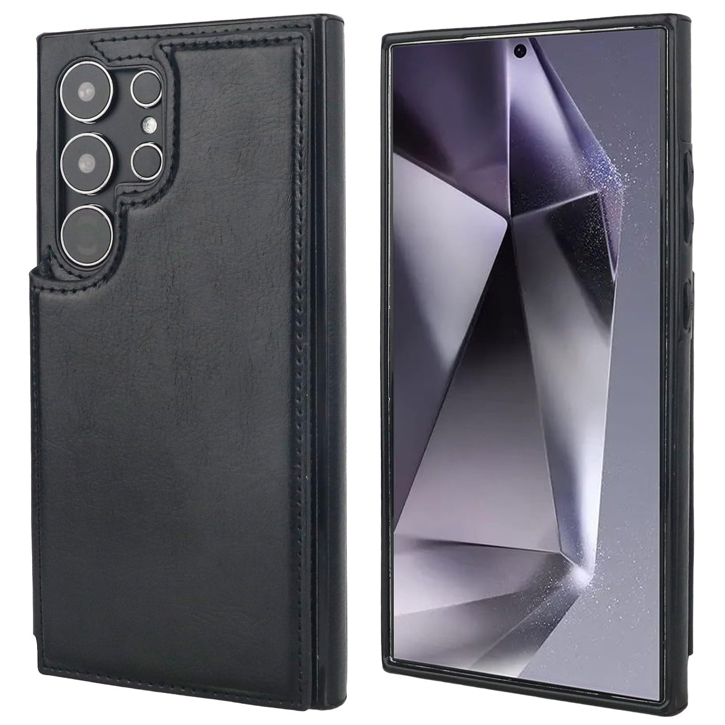 ONETOP Compatible with Samsung Galaxy S24 Ultra Wallet Case with Card Holder, PU Leather Kickstand Card Slots Case, Double Magnetic Clasp and Durable Shockproof Cover 5G 6.8 Inch(Black)