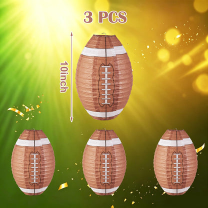 Football Paper Lanterns, Football Birthday Party Decorations,Football Party favors for Outdoor Backyard Sports Game Prizes Football Game Day Easy Joy 3 PCS 12''