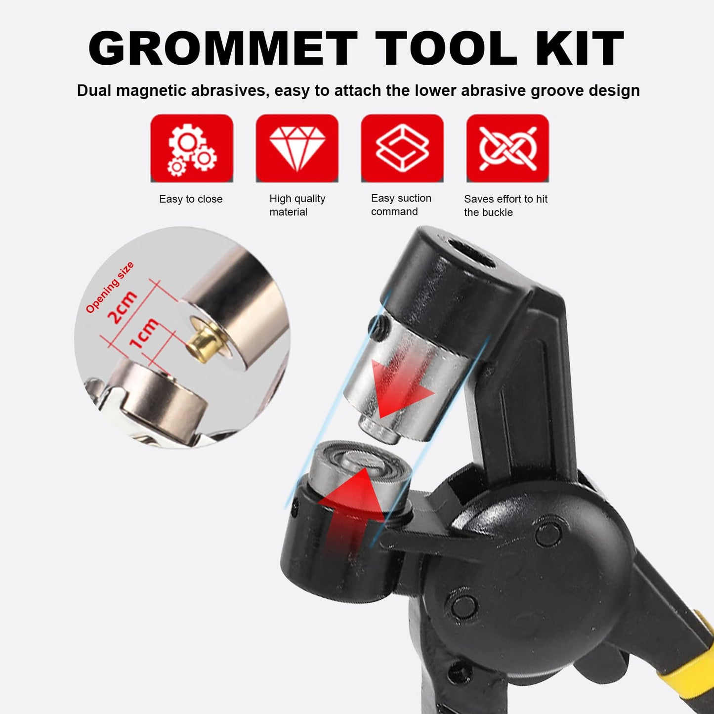 Grommet Tool Kit with 500pcs Grommets Hole,Heavy Duty 3/8 Inch Handheld Eyelet Kit Manual Grommet Press Machine Plier Rivet Press Punching Tool Eyelet Tool Kit for Fabric,Banner,Canvas Leather DIY