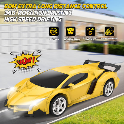 Britik Transform Remote Control Car Toy for Kids 4 5 6 7 8, Remote Control Car for Boys 4-7, Transform Cars for Boys 4-6, Toy Car 5 Year Old Boy, Toys for 3 4 5 6 7 8 9 10 11 12 Years Old Boy