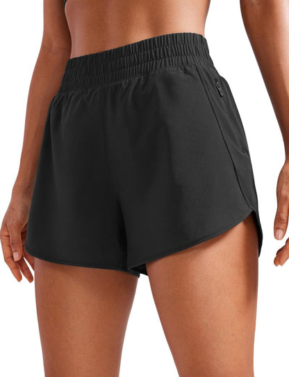 CRZ YOGA Dolphin Athletic Shorts for Women 3" - High Waisted Quick Dry for Running Workout Gym Track with Zip Pocket Periwinkle Purple X-Small