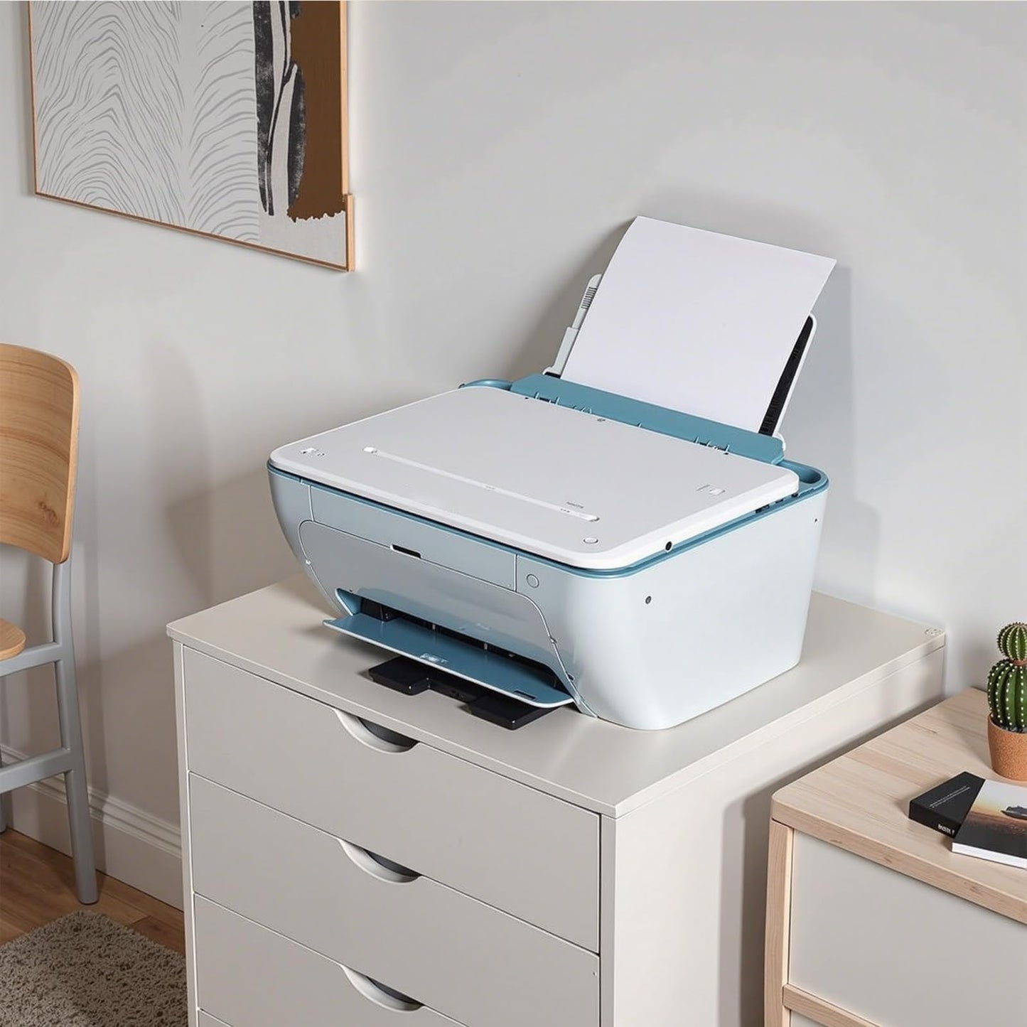 OLIXIS 5 Drawer Mobile File Cabinet Under Desk Storage Organization with Wheels Vertical Filing Chest Rolling Wood Small Desk Printer Stand for Home Office, 15.75"D x 18.74"W x 25.39"H, White