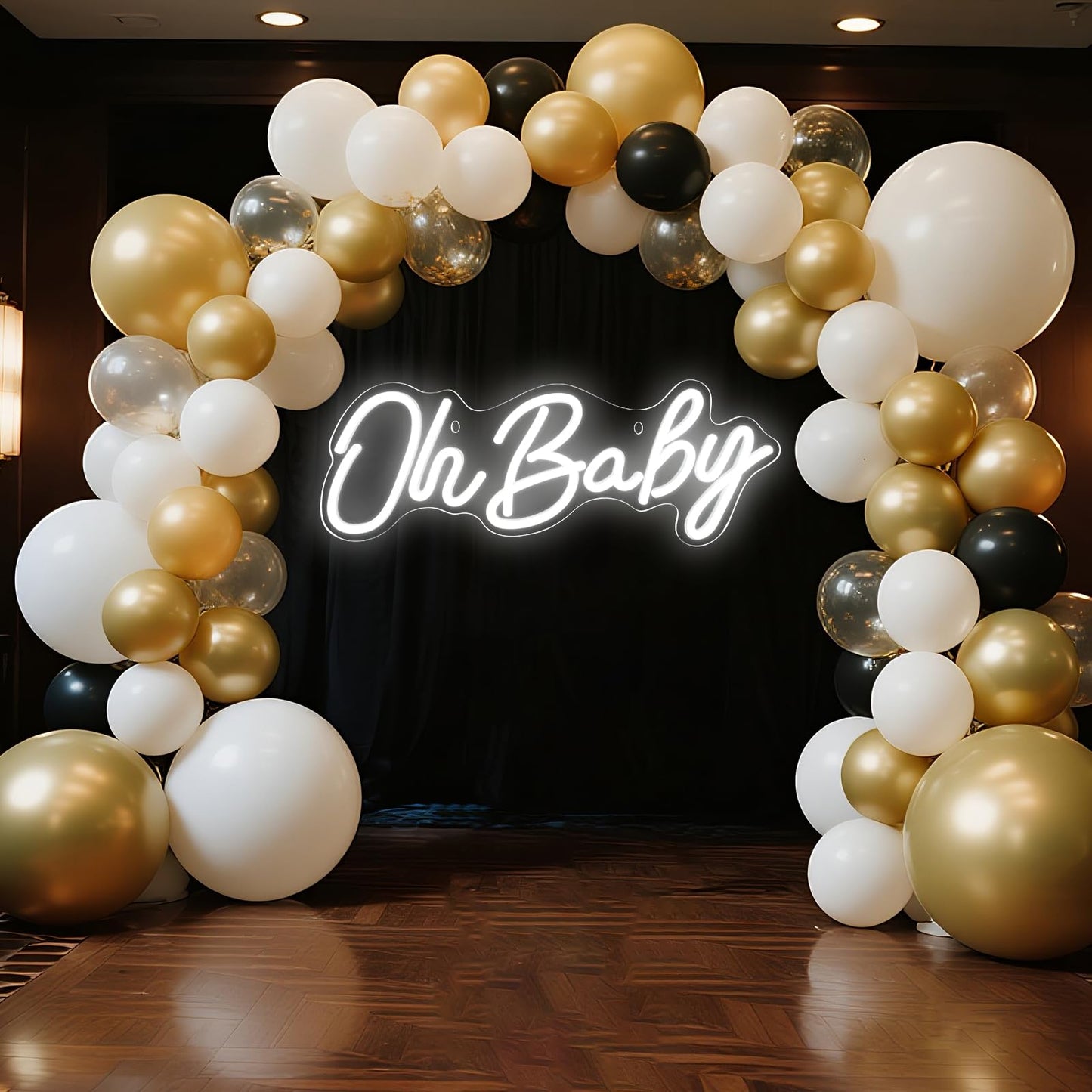 Oh Baby Neon Sign for Backdrop Wall Decor, Dimmable LED Neon Light for Baby Shower, Gender Reveal, Birthday Party Decorations, White