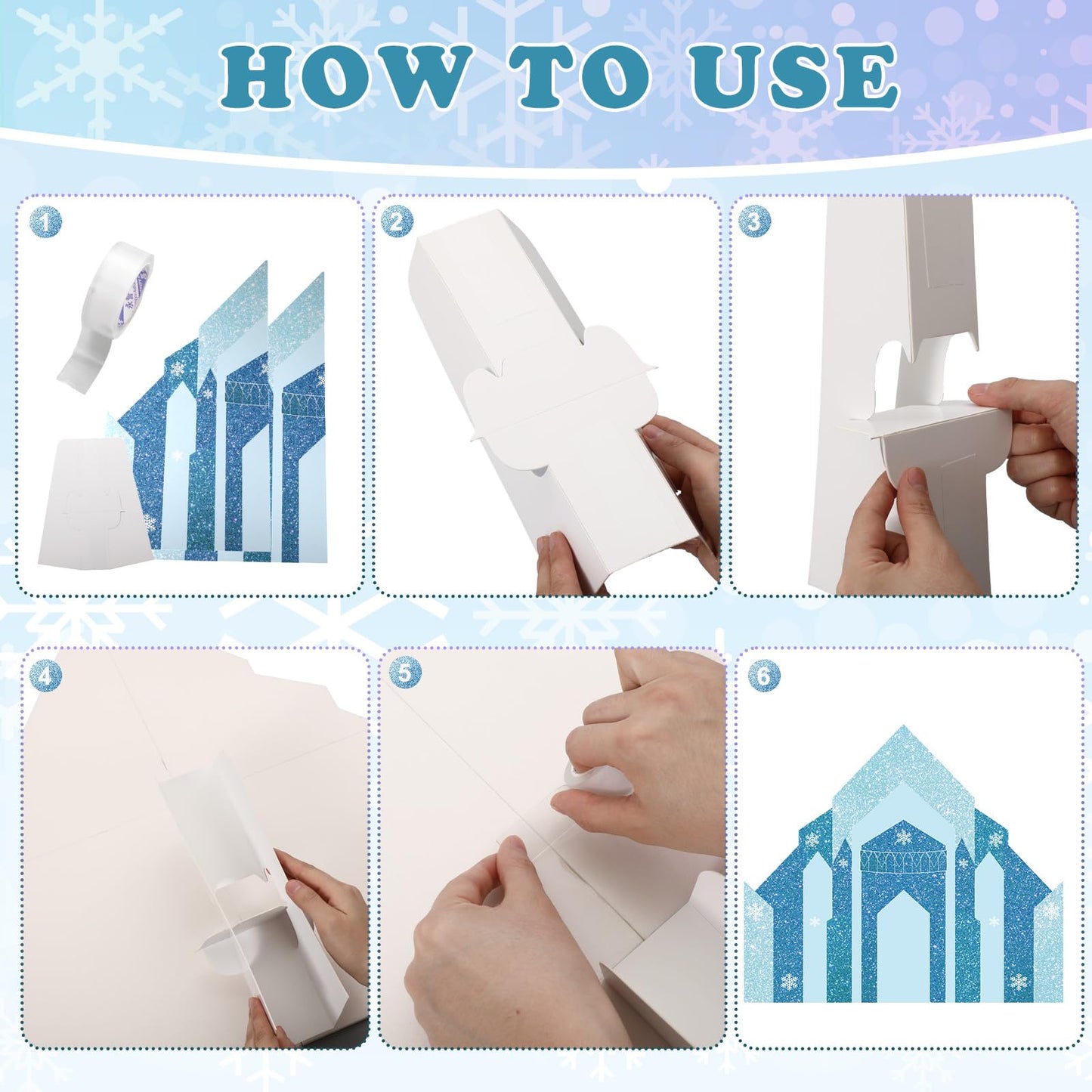 Colarr 18 Pcs Wonderland Snowflake Castle Birthday Party Decorations Winter Decorations Table Centerpiece Ice Winter Snowflake Castle Foam Board Hanging Iridescent Balls Wonderland Birthday Decor Kit