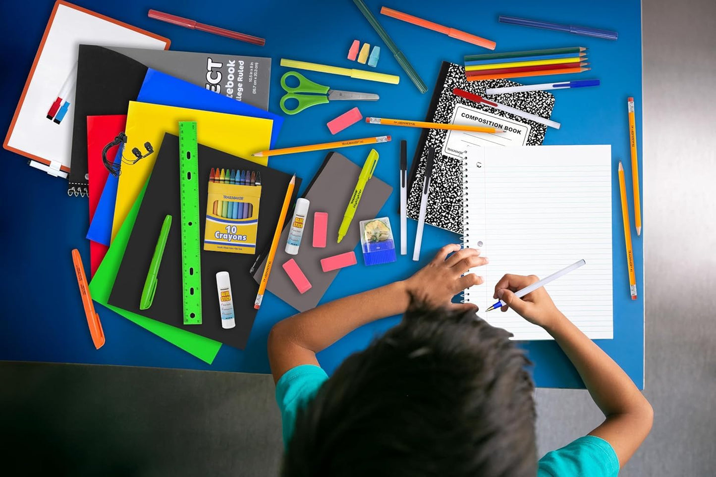 Trail maker School Supplies Kit 45 Piece School Supply Kit Grades K-12 – Back to School Essentials Includes Folders Notebooks Pencils Pens and Much More!